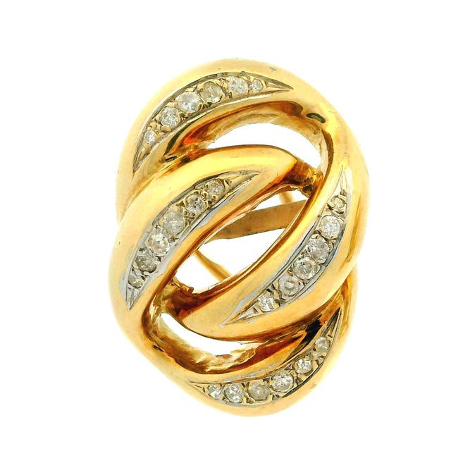 Vintage 2 Carat Diamond Swirl Earrings in 14k Yellow Gold With Omega Backs, A Pair For Sale - Image 10 of 12
