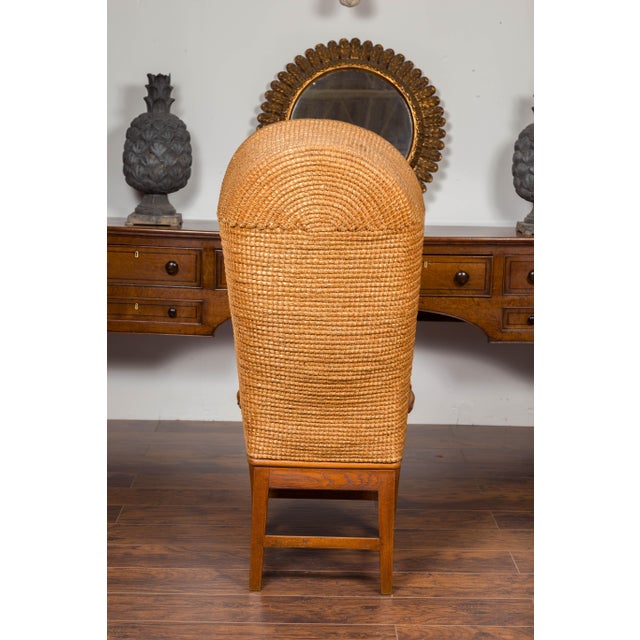 Scottish 1900s Orkney Island Canopy Chair with Hooded Handwoven Straw Back For Sale - Image 9 of 10