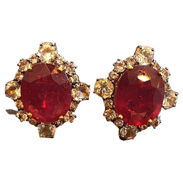 Bochic "Orient" Vintage 11 Carat African Natural Ruby & Rose Cut Topaz Earrings For Sale - Image 17 of 18