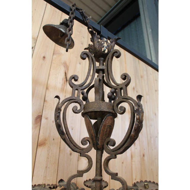 19th Century Wrought Iron Chandelier with Coat of Arms For Sale - Image 9 of 14