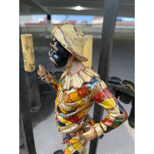 Gothic Bronze & Iron 8-Light Gothic Chandelier With Figural Harlequin Sculpted on Plinth For Sale - Image 3 of 13