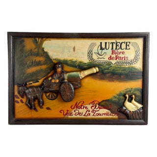 Lutèce Bière de Paris Beer Relief Advertising Panel from Artigianale, 1970s For Sale