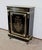 Elegant Napoleon III support unit in blackened pear wood, topped with Carrara marble and inlaid with chiseled brass with...