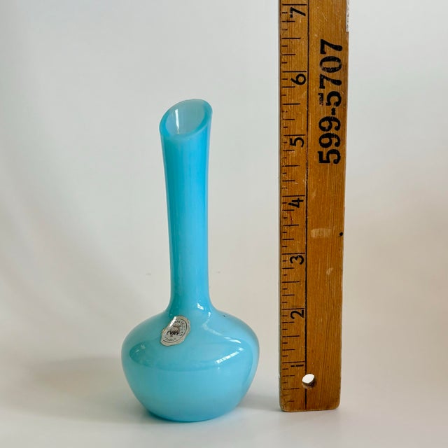 French Blue Opaline Glass Bud Vase, Sevres Cristallerie, France (With Label ) For Sale - Image 9 of 9