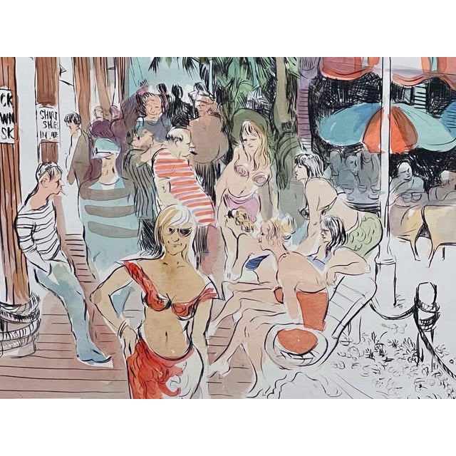 Blue William Papas "Fort Lauderdale Florida" Hand Colored Art Etching For Sale - Image 8 of 9