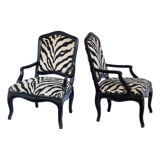 Vintage Faux Zebra Upholstered Chair, Pair For Sale