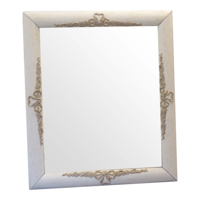 Vintage Weathered Whitewashed Mirror For Sale