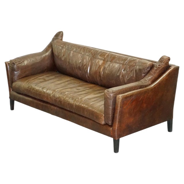 Vintage Brown Leather Sofa For Sale