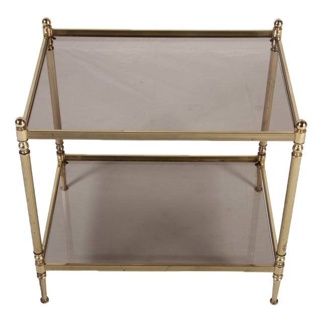Vintage Neoclassical Brass Side Table, 1950 For Sale
