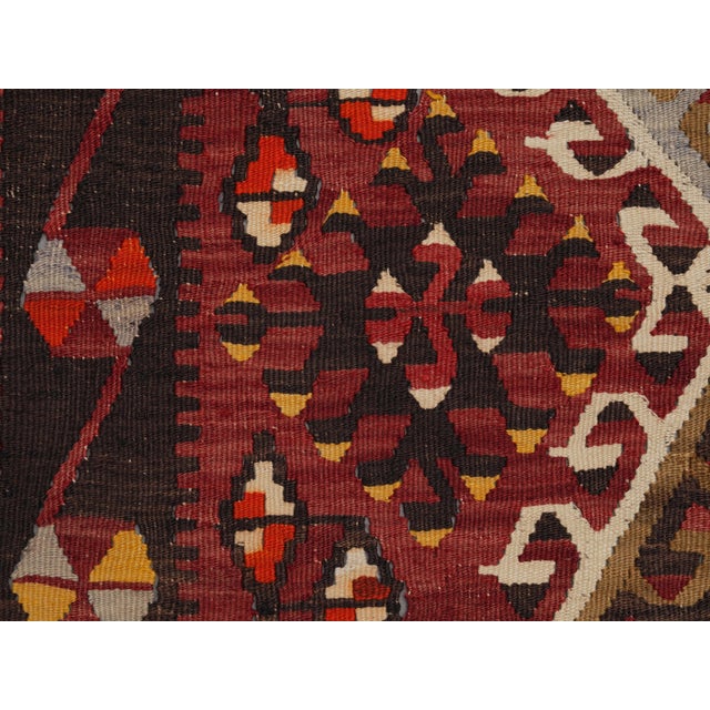 Textile 1970s Vintage Handmade Wool Cotton Red Runner Rug For Sale - Image 7 of 11