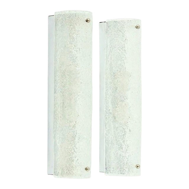 1970s Mid-Century Modern Tubular Murano Glass Wall Lights/Sconces From Hillebrand - a Pair For Sale