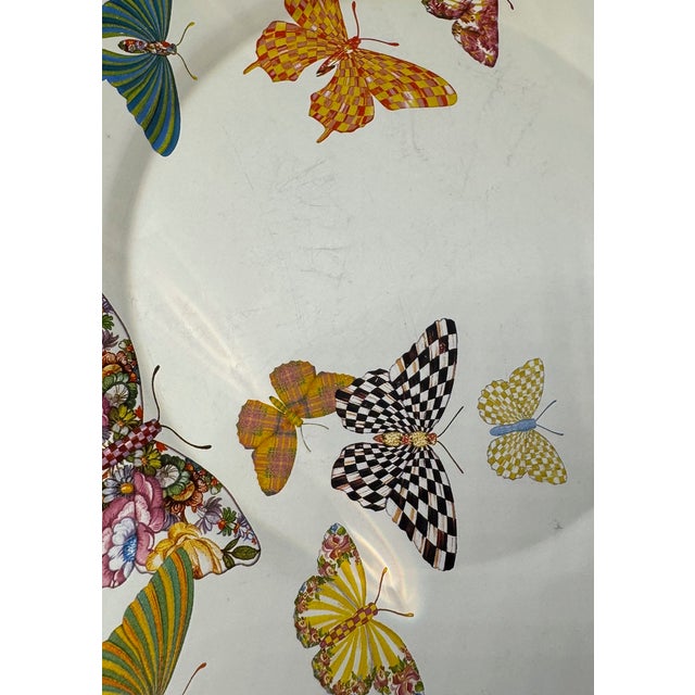 MacKenzie-Childs Butterfly Enamel Metal Serving Plate / Tray For Sale - Image 10 of 11