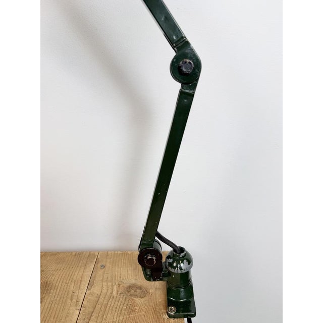 Industrial Green Enamel Adjustable Table Lamp, 1960s For Sale - Image 10 of 18