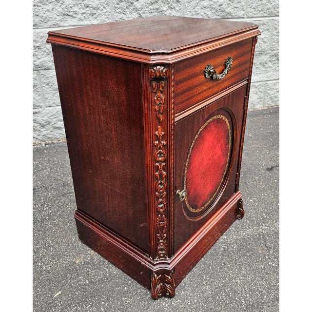 Pair Regency Magogany Tooled Leather Inset Front Side Cabinets For Sale In Washington DC - Image 6 of 11