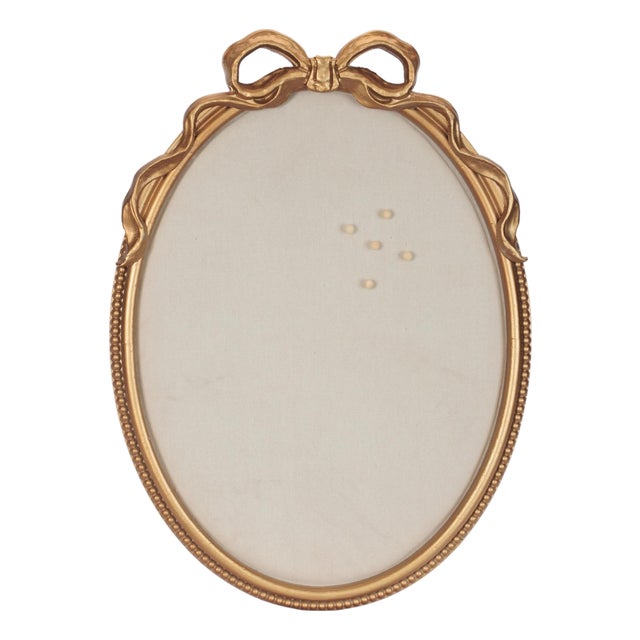 Oval Pin Board Frame with Elegant Bow Accent 23.5"H For Sale