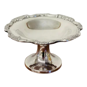 Early 20th Century Vintage Poole Silverplate Lancaster Rose Pedestal Bowl