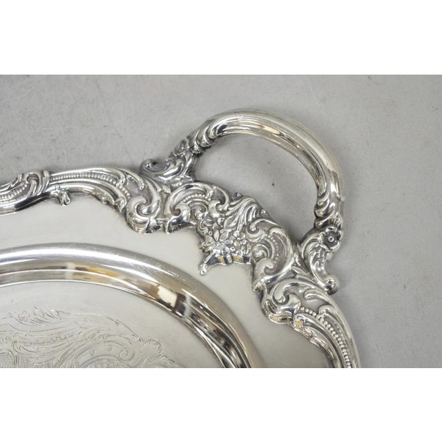 Victorian Vintage Reed & Barton 1955 Victorian Silver Plated Oval Bar Serving Platter Tray For Sale - Image 3 of 14