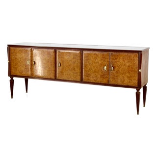 Mid-Century Italian Walnut and Brass Sideboard, 1950s For Sale