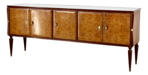 Mid-Century Italian Walnut and Brass Sideboard, 1950s