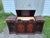 Vintage Carved Mahogany Sideboard / Bar Cabinet With Gold-Tooled Leather For Sale - Image 12 of 12