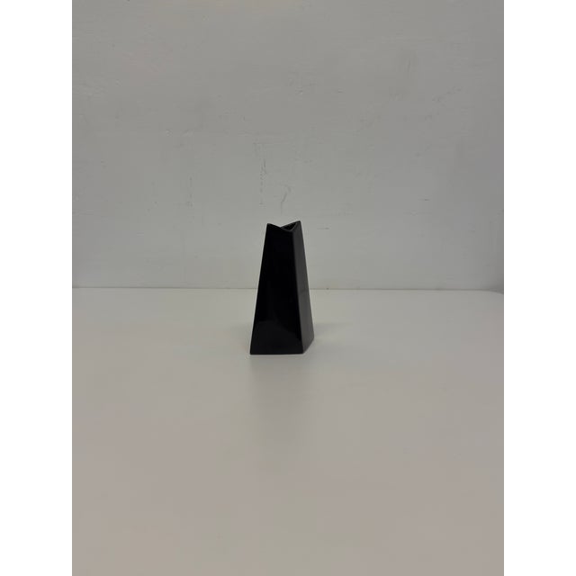 Postmodern Faceted Black Ceramic Bud Vase, 1990s For Sale - Image 4 of 12