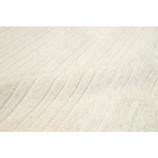 Ivory Ivory Moroccan Style Contemporary Wool Rug With a Striped Pattern by Apadana For Sale - Image 8 of 9