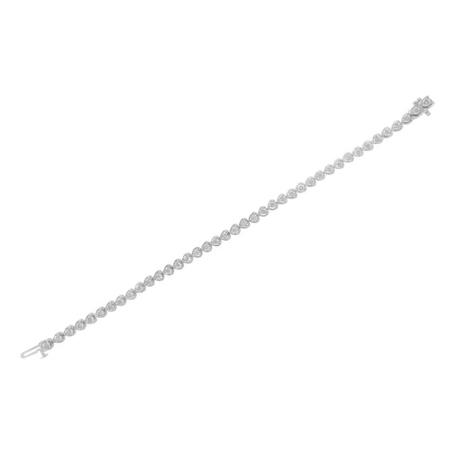 Contemporary .925 Sterling Silver 1.0 Cttw Miracle Set Diamond Heart-Link 7" Tennis Bracelet (I-J Color, I2-I3 Clarity) For Sale - Image 3 of 8