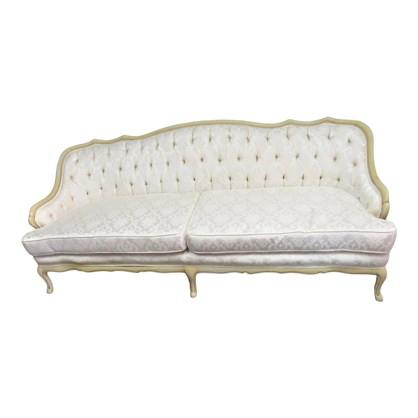 Louis Xv Style Cream Painted Tufted Sofa Chairish