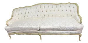 Louis XV Style Cream Painted Tufted Sofa
