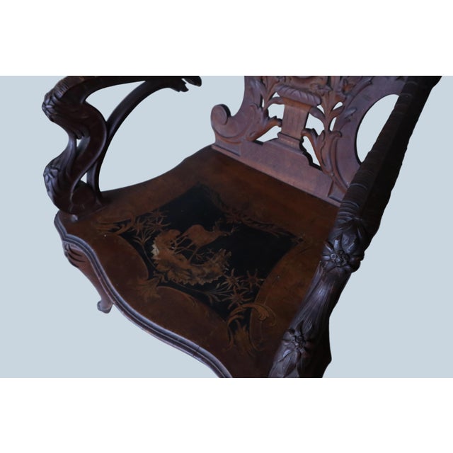 Antique Swiss 19th Century Black Forest Hunting Arm Chair For Sale - Image 4 of 18