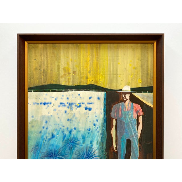 This Paul Bowen rare vintage 1990's Provincetown Modernist " Untitled Blue Trees " original signed one of a kind custom...