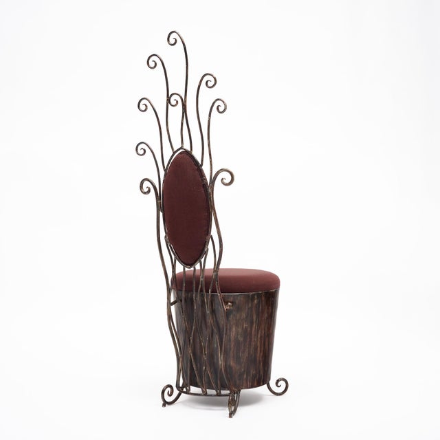 Red Whimsical, Vintage French Steel Vanity Chair, Circa 1950 For Sale - Image 8 of 9