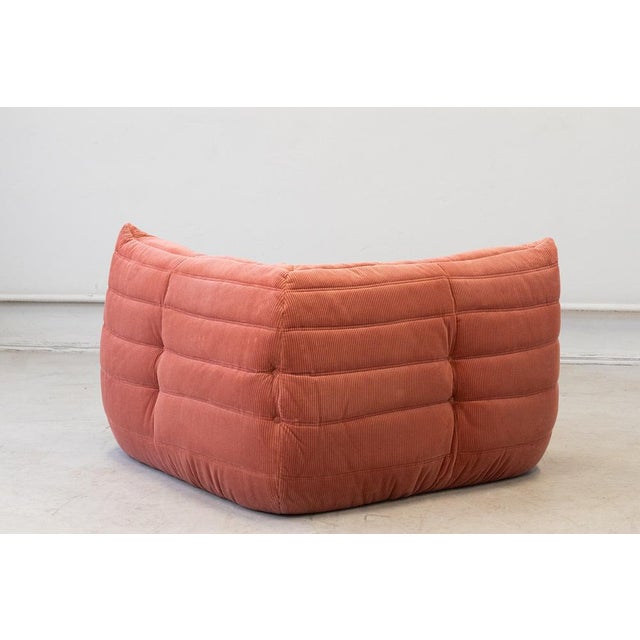 Ligne Roset Coral Corduroy Togo Corner Chair by Michel Ducaroy for Ligne Roset For Sale - Image 4 of 6