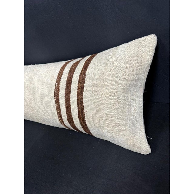 Turkish Hemp Pillow Cushion Natural Beige Brown Cushion Cover 14"x40" For Sale - Image 4 of 4