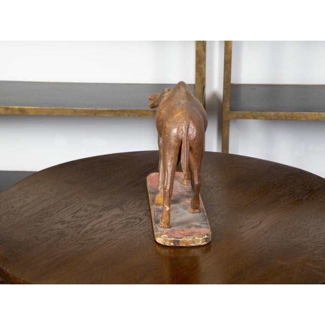 Wood 19th Century Italian Carved Wooden Dromedary Camel Sculpture on Oval Base For Sale - Image 7 of 10