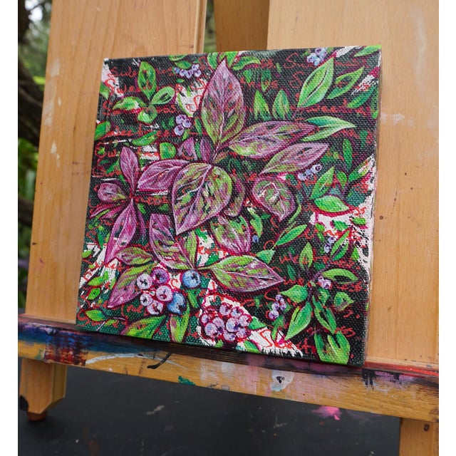 Sweetness-Blue Ridge Mts, North Carolina I by Amanda Seckington | Acrylic & Oil Painting of leaves and berries For Sale - Image 4 of 4