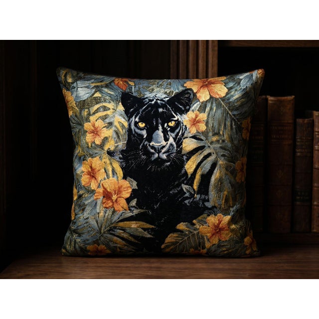 Woven Black Panther Pillow Cover For Sale - Image 4 of 11