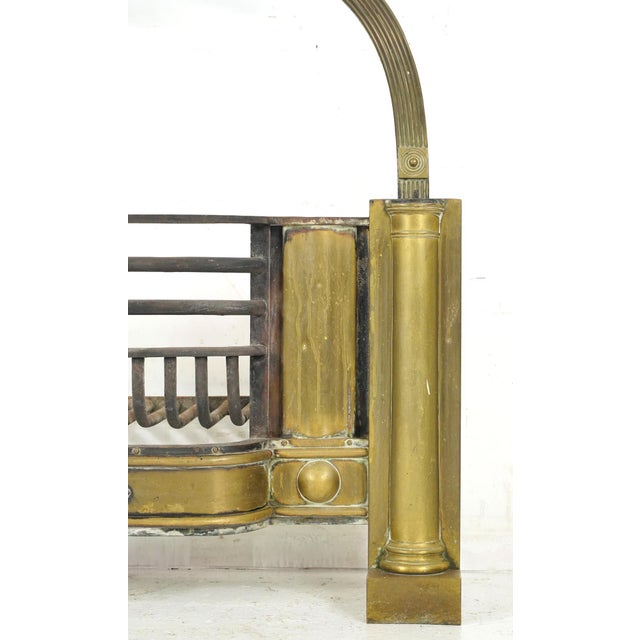 Late 19th Century Antique 19th Century Brass & Iron Coal Fireplace Insert For Sale - Image 5 of 9