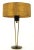 1950s Stiffel suspension table lamp. Four brass rods with ball finials support a black lacquered cup with internal light...