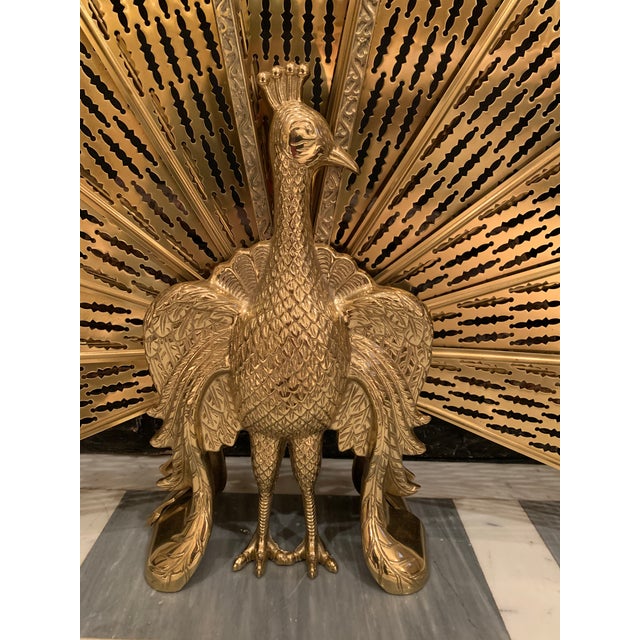 Vintage Brass Peacock Fireplace Screen Chairish