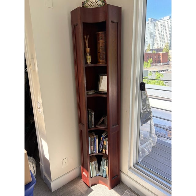 1980s 1980s Classic Slim Corner Bookcase Mahogany For Sale - Image 5 of 7