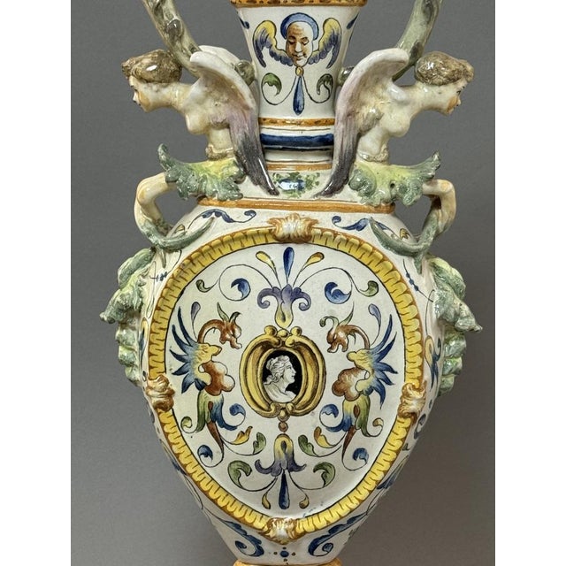 Amphora in Maiolica Ceramic, 1800s For Sale - Image 3 of 15