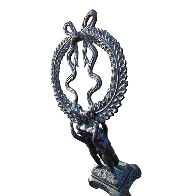 Metal 1990s Maitland Smith Bronze Neo Classical Sheet Music Stand Cherubs Statue Sculpture For Sale - Image 7 of 14