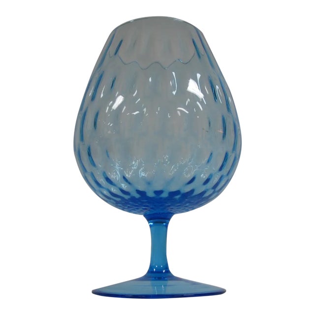 1960s Empoli Aqua Blue Optic Glass Snifter Vase For Sale