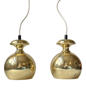 Vintage Brass Pendant Lamps attributed to Hans-Agne Jakobsson for Markaryd, 1960s, Set of 2