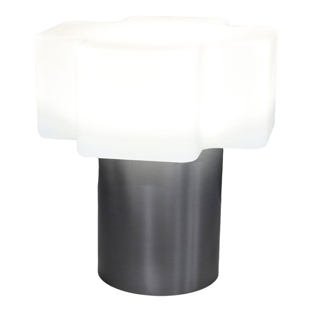 Italian Glass and Aluminum Table Lamp Made in Italy For Sale