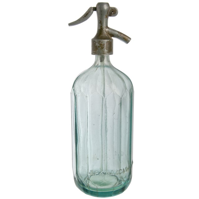 Vintage APA Gazoasa Aqua Glass Seltzer Bottle Chairish