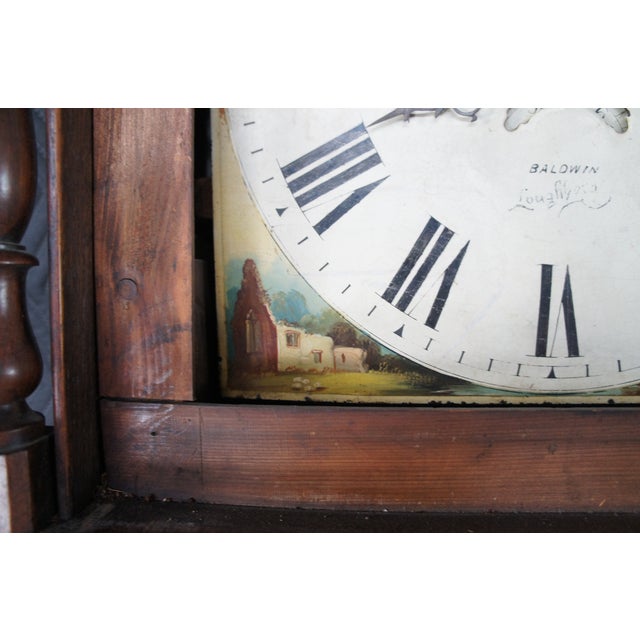 Wood Antique English Georgian Quartersawn Oak Baldwin Loughborough Longcase Clock 85" For Sale - Image 7 of 18