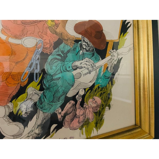 1971 Signed Mixed Media Figurative Drawing by David Mac Innes | California Original Work on Paper | Professionally Framed For Sale In Houston - Image 6 of 11