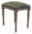 French Louis XVI Blue & Gold Damask Upholstered Stool For Sale